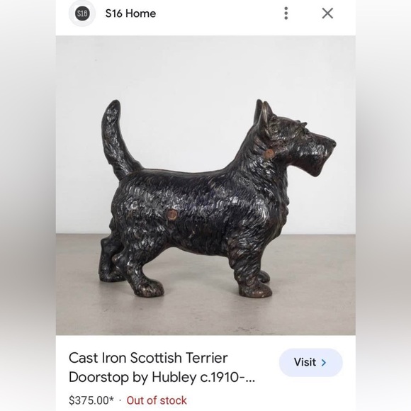 Vintage 1930s Hubley Cast Iron Scottie Irish Terrier Heavy Door Stop Decor - Picture 9 of 10